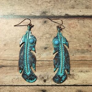 Western Style Patina Boho Fish Hook Earrings